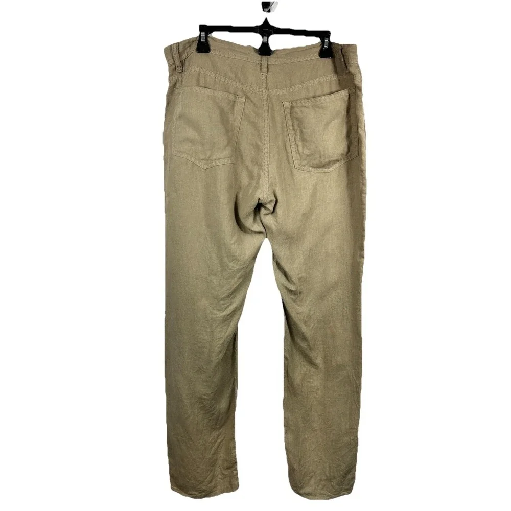 John Varvatos USA Linen Trousers‎ 36 Regular Khaki Quiet Luxury Coastal Resort